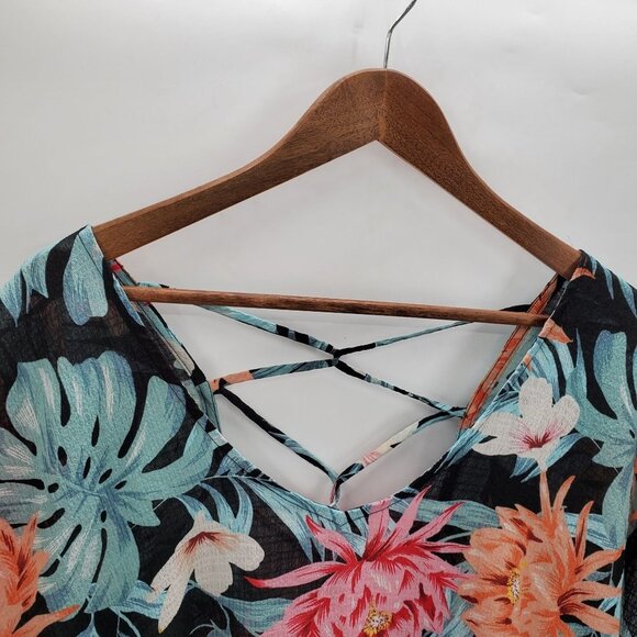 Kona Sol Swimsuit Coverup‎ Womens Size L Tropical Floral Kimono Sleeveless Swim - Picture 10 of 15